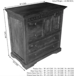 OXFORD #0446 Credenza In Legno Di Acacia - Laccato / Miele 87x50x87 -Massivmoebel24 09 330 610 0009 8
