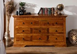 OXFORD #0524 Cassettiera In Legno Di Acacia - Laccato / Miele 145x49x85 -Massivmoebel24 09 330 610 00P6 3