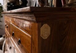 OXFORD #0524 Cassettiera In Legno Di Acacia - Laccato / Miele 145x49x85 -Massivmoebel24 09 330 610 00P6 5