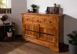 OXFORD #0531 Comò In Legno Di Acacia - Laccato / Miele 120x40x90