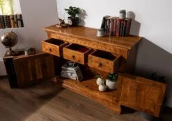 OXFORD #0531 Comò In Legno Di Acacia - Laccato / Miele 120x40x90 -Massivmoebel24 09 330 610 00P9 4