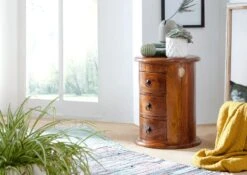 OXFORD #0337 Comò In Legno Di Acacia - Laccato / Miele 42x42x55