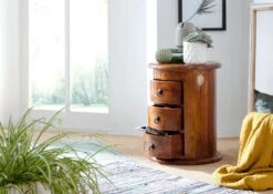 OXFORD #0337 Comò In Legno Di Acacia - Laccato / Miele 42x42x55 -Massivmoebel24 09 330 610 0137 3