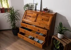 OXFORD #0515 Scrivania In Legno Di Acacia - Laccato / Miele 107x50x100 -Massivmoebel24 09 330 610 0P38 3