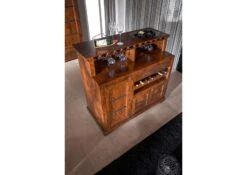 OXFORD #0903 Mobile Bar In Legno Di Acacia - Laccato / Miele 140x66x125 -Massivmoebel24 09 330 610 9603 3