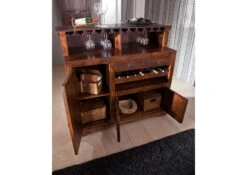 OXFORD #0903 Mobile Bar In Legno Di Acacia - Laccato / Miele 140x66x125 -Massivmoebel24 09 330 610 9603 4