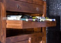 OXFORD #0903 Mobile Bar In Legno Di Acacia - Laccato / Miele 140x66x125 -Massivmoebel24 09 330 610 9603 6