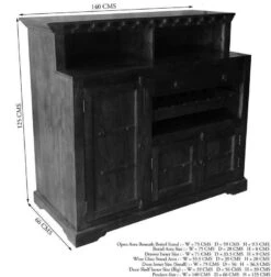 OXFORD #0903 Mobile Bar In Legno Di Acacia - Laccato / Miele 140x66x125 -Massivmoebel24 09 330 610 9603 8