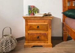 OXFORD #0905 Comodino In Legno Di Acacia - Laccato / Miele 52x40x54 -Massivmoebel24 09 330 610 9605 3