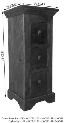 OXFORD #501 Cassettiera In Legno Di Acacia - Laccato / Nougat 33x31x74 -Massivmoebel24 09 330 620 00P1 8