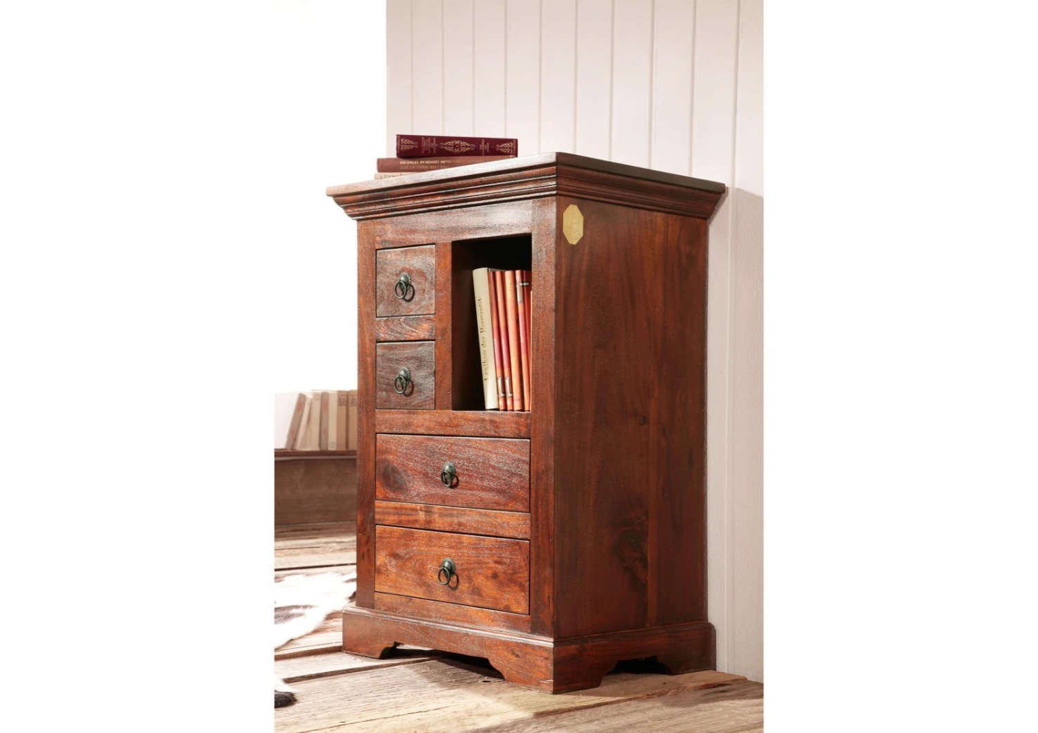 OXFORD #503 Comodino In Legno Di Acacia - Laccato / Nougat 55x40x80 4 OXFORD #503 Comodino In Legno Di Acacia - Laccato / Nougat 55x40x80 - immagine 2