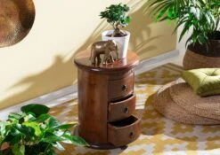 OXFORD #337 Comò In Legno Di Acacia - Laccato / Nougat 42x42x55 -Massivmoebel24 09 330 620 0137 4