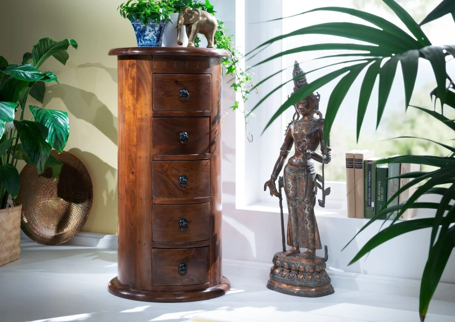 OXFORD #338 Comò In Legno Di Acacia - Laccato / Nougat 45x45x88 3 OXFORD #338 Comò In Legno Di Acacia - Laccato / Nougat 45x45x88