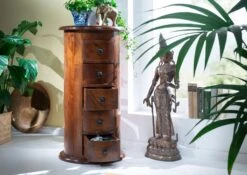 OXFORD #338 Comò In Legno Di Acacia - Laccato / Nougat 45x45x88 12 OXFORD #338 Comò In Legno Di Acacia - Laccato / Nougat 45x45x88 -Massivmoebel24 09 330 620 0138 5