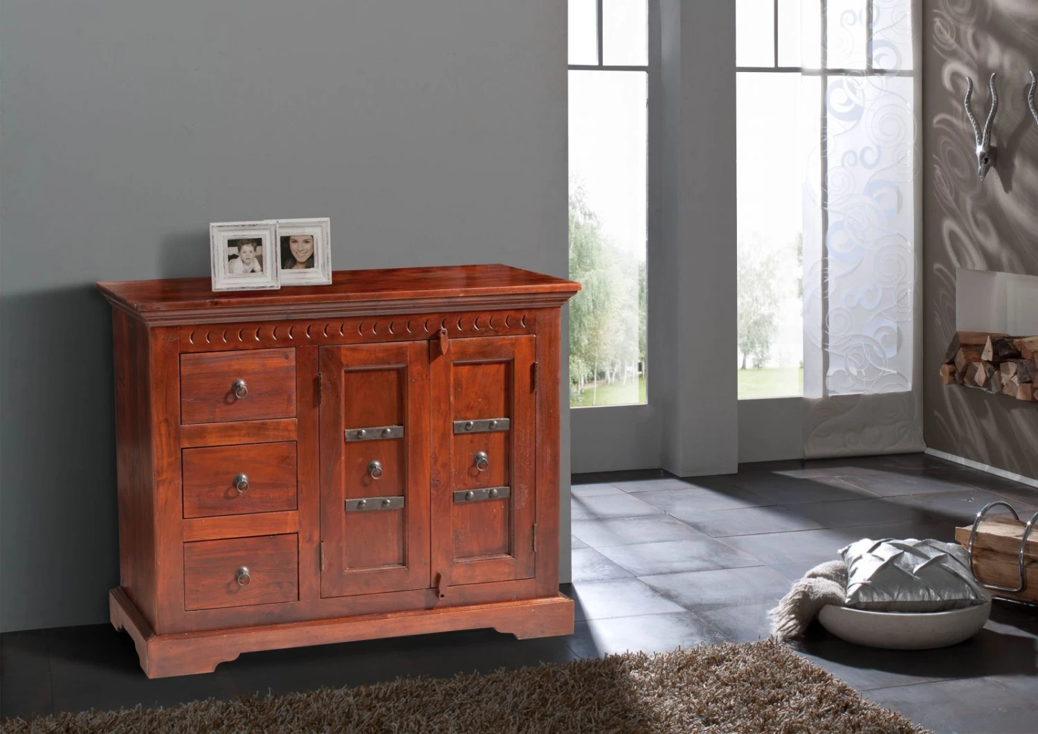 OXFORD #408 Credenza In Legno Di Acacia - Laccato / Nougat 106x50x85 4 OXFORD #408 Credenza In Legno Di Acacia - Laccato / Nougat 106x50x85 - immagine 2