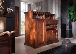 OXFORD #903 Mobile Bar In Legno Di Acacia - Laccato / Nougat 140x66x125