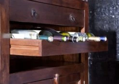 OXFORD #903 Mobile Bar In Legno Di Acacia - Laccato / Nougat 140x66x125 -Massivmoebel24 09 330 620 9603 5