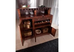 OXFORD #903 Mobile Bar In Legno Di Acacia - Laccato / Nougat 140x66x125 -Massivmoebel24 09 330 620 9603 7