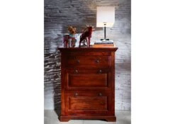 OXFORD #904 Comodino In Legno Di Acacia - Laccato / Nougat 80x45x100 -Massivmoebel24 09 330 620 9604 3