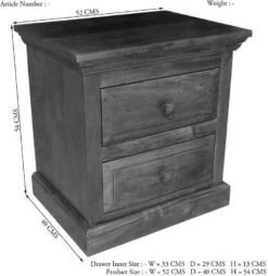 OXFORD #905 Comodino In Legno Di Acacia - Laccato / Nougat 52x40x54 -Massivmoebel24 09 330 620 9605 8