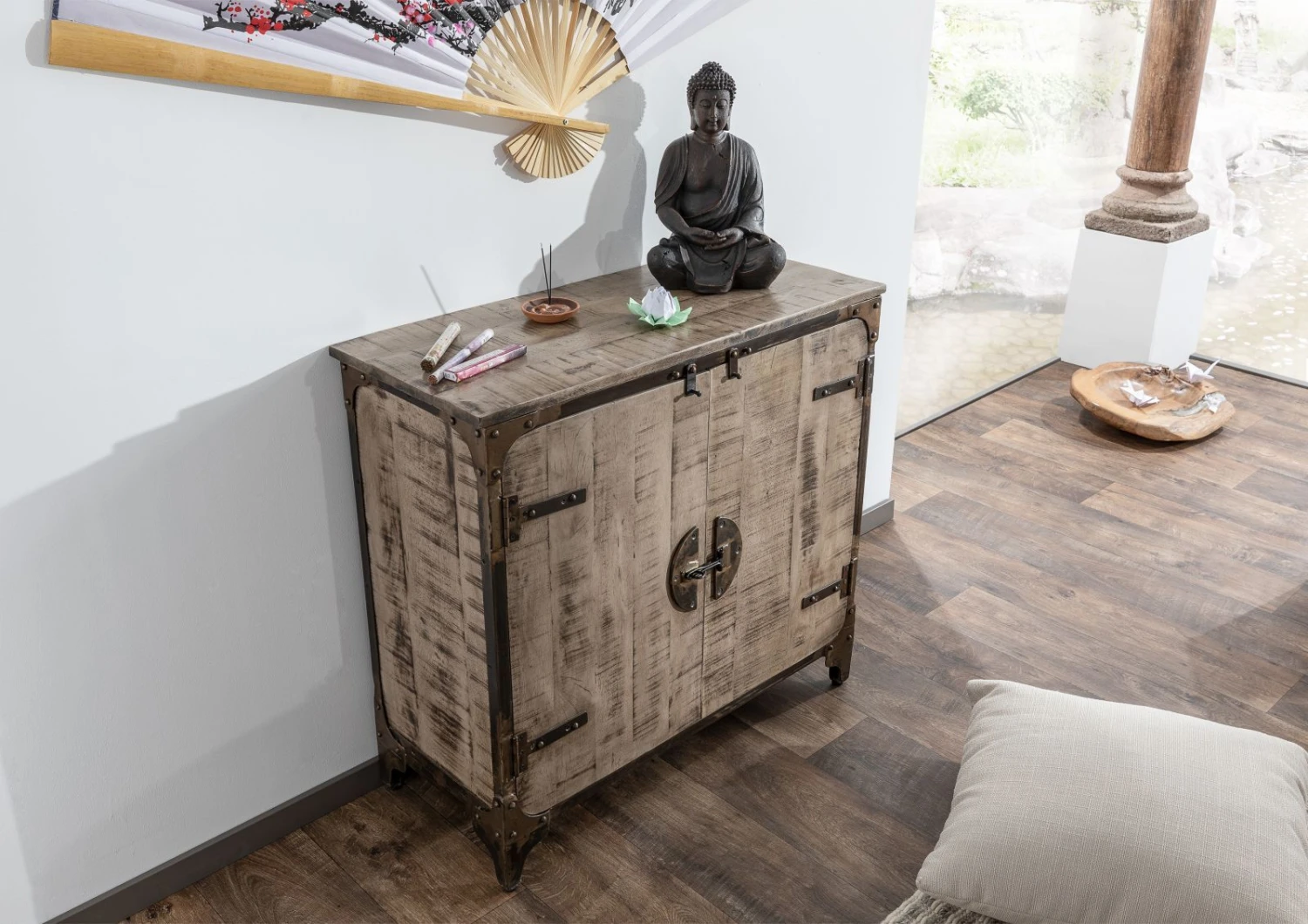 TOKYO #204 Comó In Legno Di Mango E Ferro - Laccato / Marrone 90x40x85 4 TOKYO #204 Comó In Legno Di Mango E Ferro - Laccato / Marrone 90x40x85 - immagine 2