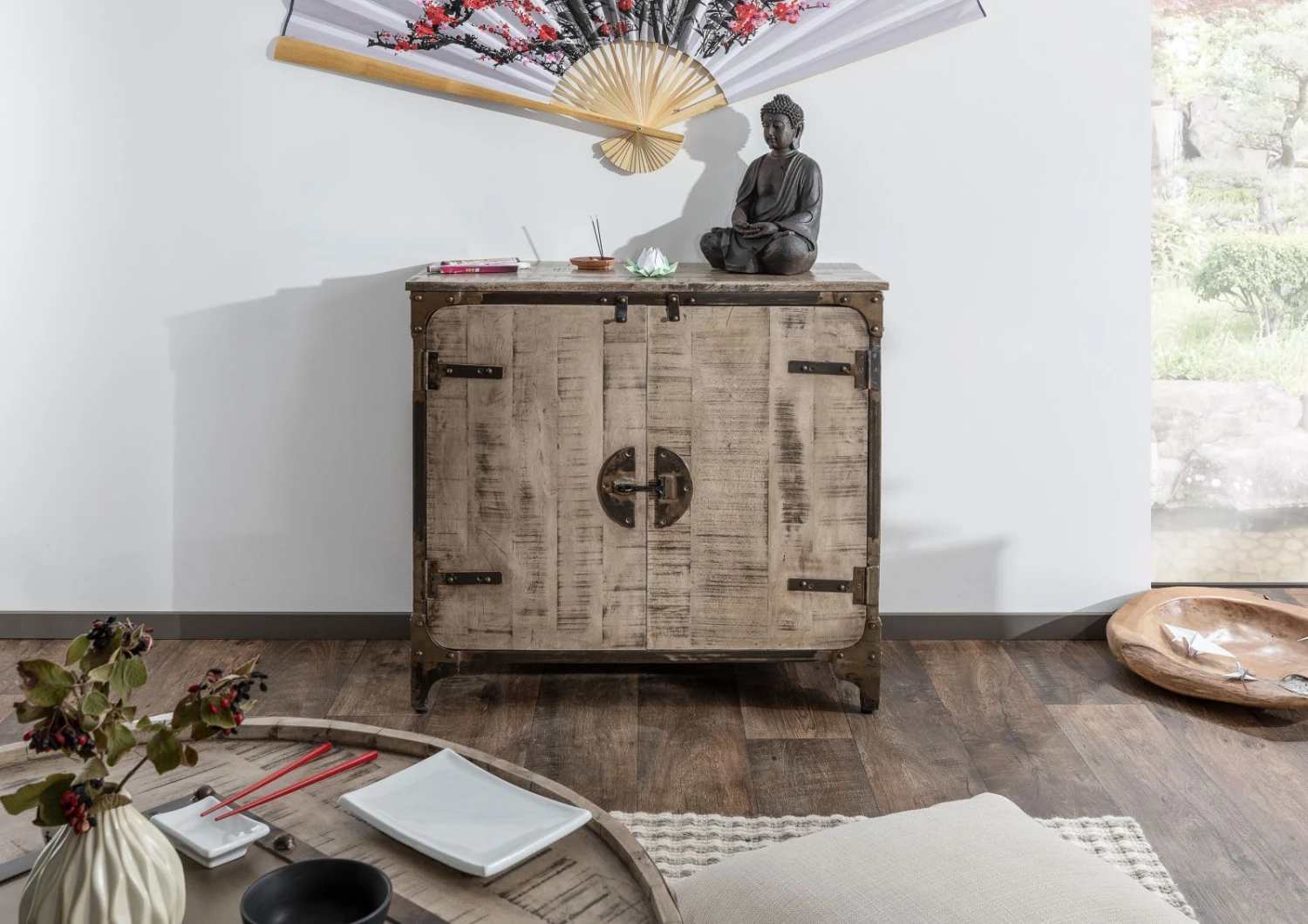 TOKYO #204 Comó In Legno Di Mango E Ferro - Laccato / Marrone 90x40x85 5 TOKYO #204 Comó In Legno Di Mango E Ferro - Laccato / Marrone 90x40x85 - immagine 3