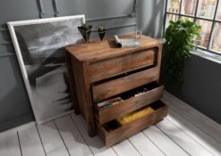 BUENO #2004 Cassettiera In Legno Di Sheesham - Oliato / Grigio 96x50x90 14 BUENO #2004 Cassettiera In Legno Di Sheesham - Oliato / Grigio 96x50x90 -Massivmoebel24 09 330 679 2004 4