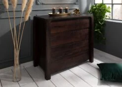 BUENO #4004 Cassettiera In Legno Di Acacia - Laccato / Tabacco 96x50x90