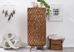 MOSAYK #108 Comò In Legno Di Acacia - Laccato / Natur 53x42x128 -Massivmoebel24 09 330 689 0108 3