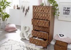 MOSAYK #108 Comò In Legno Di Acacia - Laccato / Natur 53x42x128 -Massivmoebel24 09 330 689 0108 4