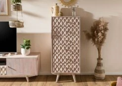 MOSAYK #208 Comò In Legno Di Acacia - Laccato / Bianco 53x42x128 13 MOSAYK #208 Comò In Legno Di Acacia - Laccato / Bianco 53x42x128 -Massivmoebel24 09 330 689 0208 3