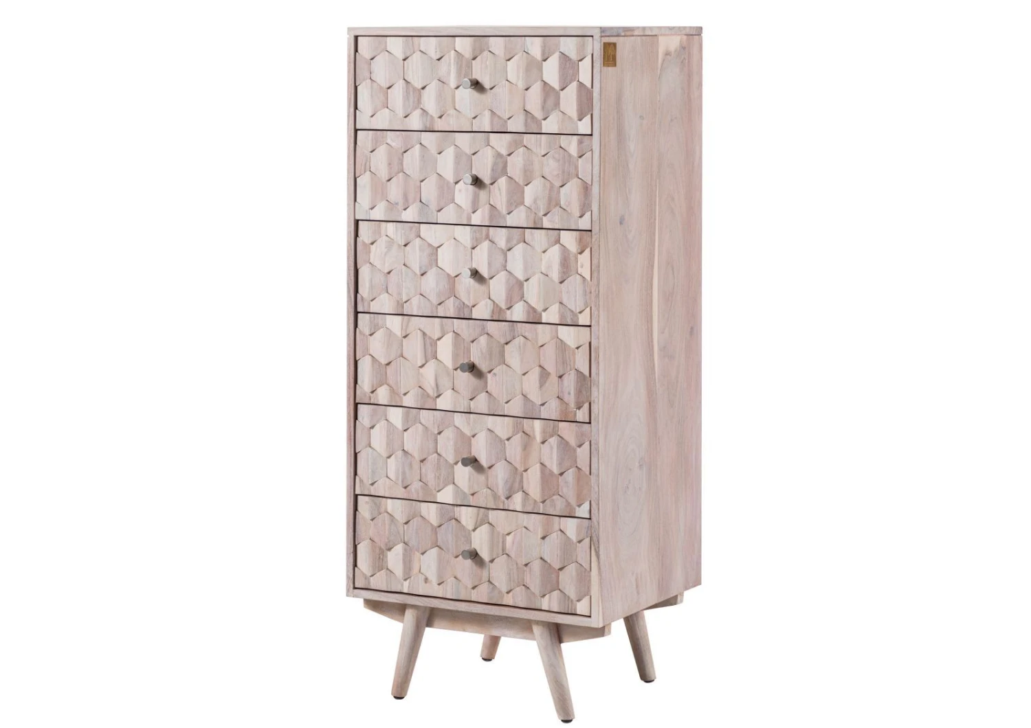 MOSAYK #208 Comò In Legno Di Acacia - Laccato / Bianco 53x42x128 10 MOSAYK #208 Comò In Legno Di Acacia - Laccato / Bianco 53x42x128 - immagine 8