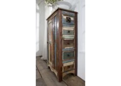 NATURE OF SPIRIT #58 Credenza In Legno Riciclato - Laccato / Multicolore 70x40x120 -Massivmoebel24 09 330 700 5157 4