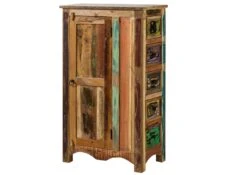 NATURE OF SPIRIT #58 Credenza In Legno Riciclato - Laccato / Multicolore 70x40x120 -Massivmoebel24 09 330 700 5157 9