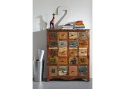 NATURE OF SPIRIT #60 Comò In Legno Riciclato - Laccato / Multicolore 125x40x150 -Massivmoebel24 09 330 700 5158 3