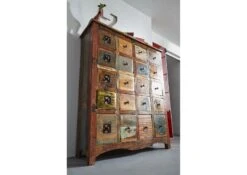 NATURE OF SPIRIT #60 Comò In Legno Riciclato - Laccato / Multicolore 125x40x150 -Massivmoebel24 09 330 700 5158 4