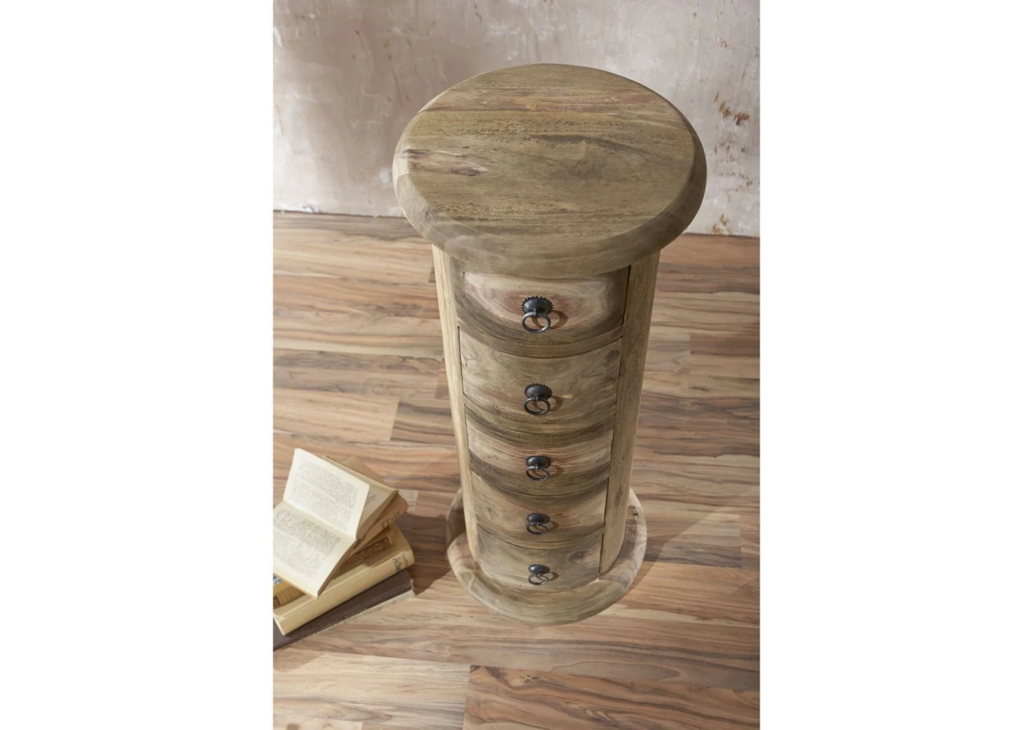 LEEDS #18 Comodino In Legno Di Sheesham - Oliato / Grigio 32x32x76 4 LEEDS #18 Comodino In Legno Di Sheesham - Oliato / Grigio 32x32x76 - immagine 2