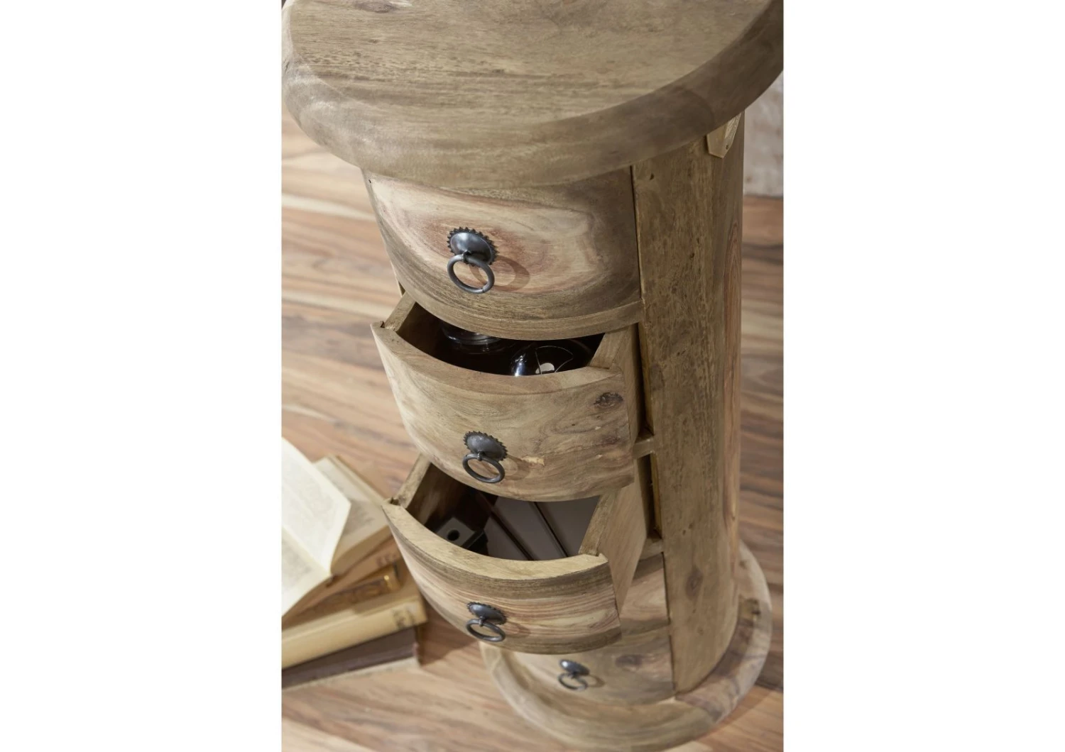 LEEDS #18 Comodino In Legno Di Sheesham - Oliato / Grigio 32x32x76 7 LEEDS #18 Comodino In Legno Di Sheesham - Oliato / Grigio 32x32x76 - immagine 5