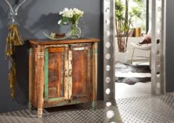 FABLE #02 Comò In Legno Riciclato - Laccato / Multicolore 80x42x88