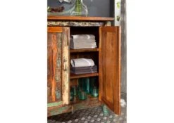 FABLE #02 Comò In Legno Riciclato - Laccato / Multicolore 80x42x88 -Massivmoebel24 09 330 751 0002 6