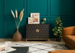 Credenza In Legno Di Mango 98x40x77 Oliato Grigio DIAMOND #108