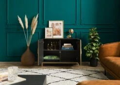 Credenza In Legno Di Mango 98x40x77 Oliato Grigio DIAMOND #108 -Massivmoebel24 09 330 760 0008 04