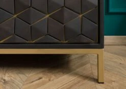 Credenza In Legno Di Mango 98x40x77 Oliato Grigio DIAMOND #108 -Massivmoebel24 09 330 760 0008 07