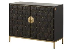 Credenza In Legno Di Mango 98x40x77 Oliato Grigio DIAMOND #108 -Massivmoebel24 09 330 760 0008 09