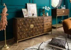 Credenza In Legno Di Mango 145x40x77 Marrone Oliato DIAMOND #207 14 Credenza In Legno Di Mango 145x40x77 Marrone Oliato DIAMOND #207 -Massivmoebel24 09 330 760 1007 3