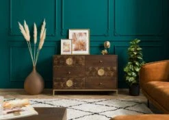 Credenza In Legno Di Mango 122x40x77 Oliato Marrone DIAMOND #209