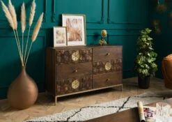 Credenza In Legno Di Mango 122x40x77 Oliato Marrone DIAMOND #209 -Massivmoebel24 09 330 760 1009 03