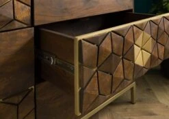 Credenza In Legno Di Mango 122x40x77 Oliato Marrone DIAMOND #209 -Massivmoebel24 09 330 760 1009 06