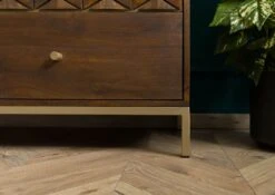 Credenza In Legno Di Mango 122x40x77 Oliato Marrone DIAMOND #209 -Massivmoebel24 09 330 760 1009 07