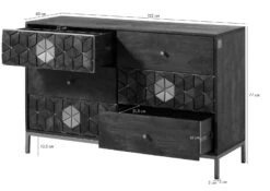 Credenza In Legno Di Mango 122x40x77 Oliato Marrone DIAMOND #209 -Massivmoebel24 09 330 760 1009 08